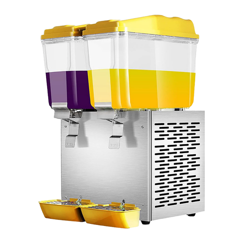 DISPENSADOR DE JUGO 2 DEPOSITO 18LTS PALETA LLAVE EN ACERO INOXIDABLE