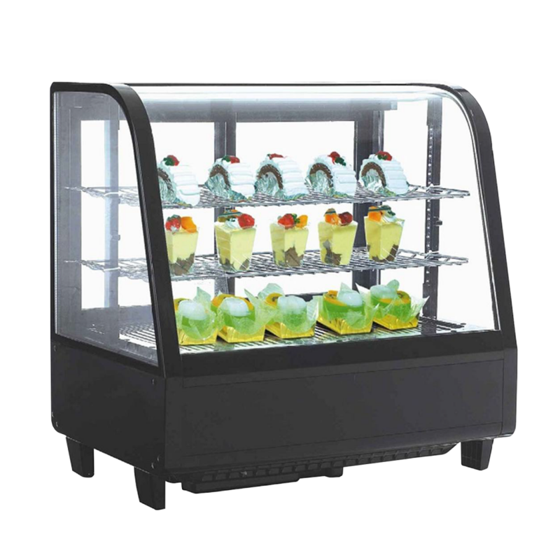 VITRINA REFRIGERADA ITA GVR-100 NEGRA 3 NIVELES VIDRIO CURVO 100 LITROS