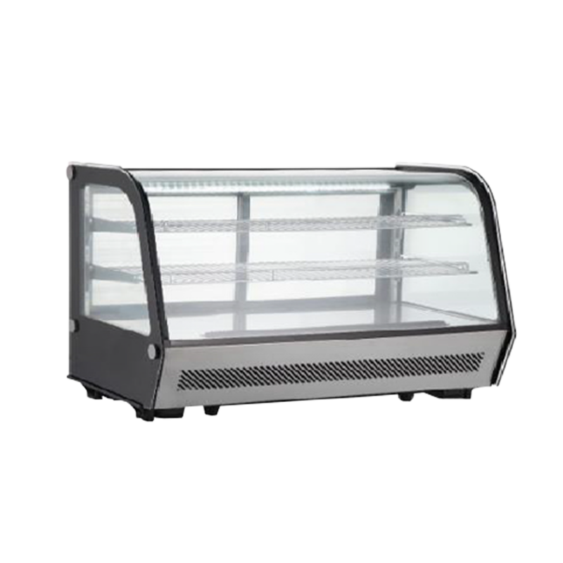 VITRINA REFRIGERADA ITA GVR-160 VIDRIO CURVO 90 MM 160 LITROS, ACERO INOXIDABLE