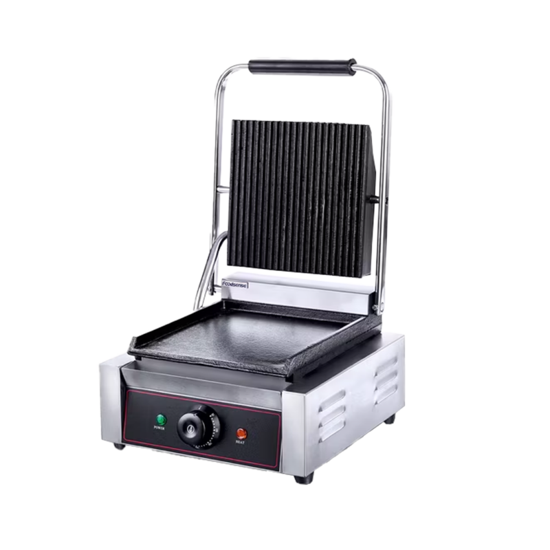 PLANCHA ELECTRICA PANINI GRILL SIMPLE ITA CK-824 (31x40x21cm) ACANALADA ARRIBA - LISA ABAJO