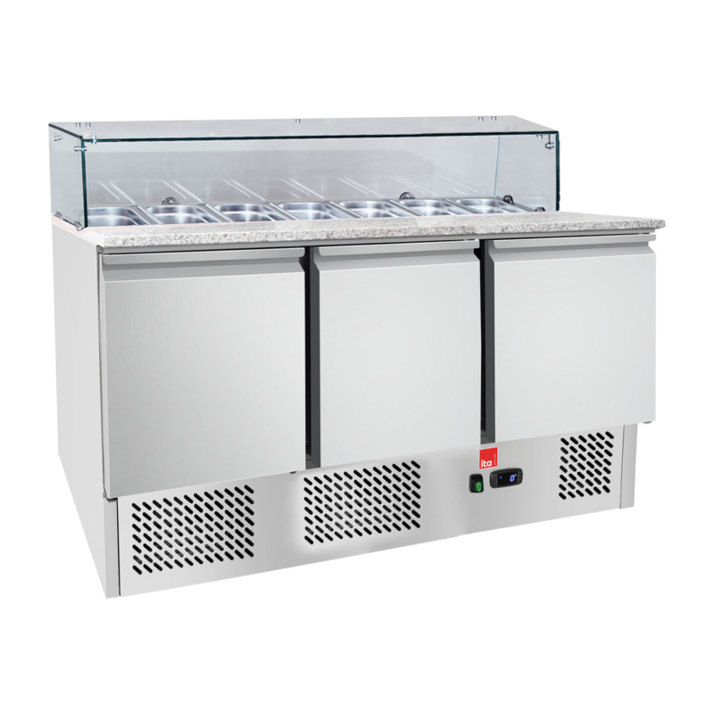 SALADETTE ITA 3 PUERTAS, MARMOL CON VIDRIO 380LTS SIM3P 8 G