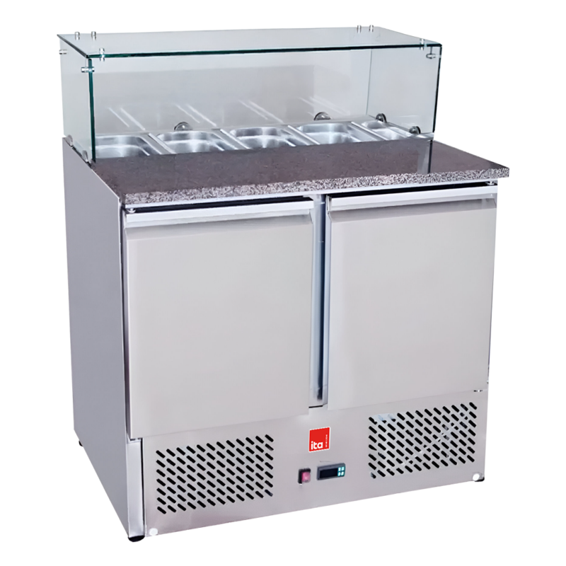 SALADETTE ITA 2 PUERTAS, MARMOL CON VIDRIO 380LTS SIM2P 5 GN