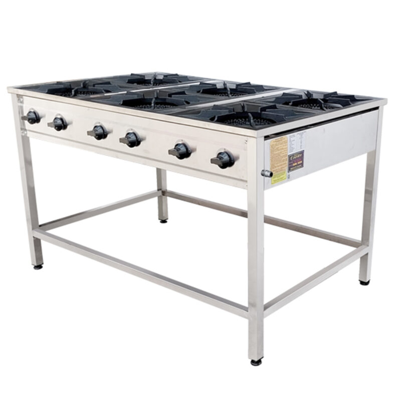 Anafe a Gas 6 Platos con Parrillas de Fierro Fundido 43×43 cm Cousiño