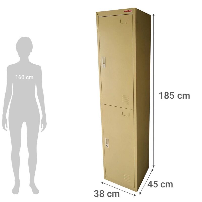 Armario de acero 90x40x185 cm. 8 espacios. 2 cuerpos 3 puertas